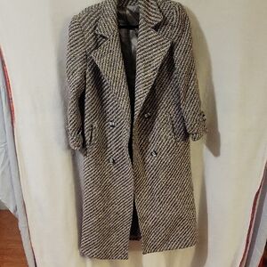 Josh Evans 100% Virgin Wool Women's Houndstooth Trench Coat